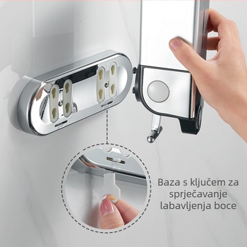 Zidni dozator sapuna za kupaonicu i kuhinju – plastika, krom završna obrada, ručna pritisna funkcija, Hannai, težina 0,643 kg