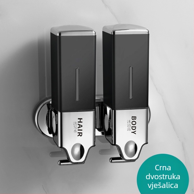 Zidni dozator sapuna za kupaonicu i kuhinju – plastika, krom završna obrada, ručna pritisna funkcija, Hannai, težina 0,643 kg