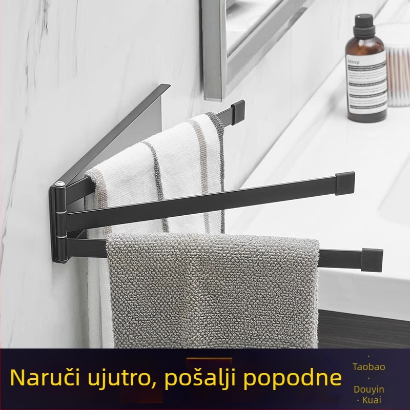 3-slojni rotirajući držač za ručnike s magnetskim privlačenjem, bez bušenja, od karbonskog čelika, nosivost 5 kg, završna obrada sprej plastika