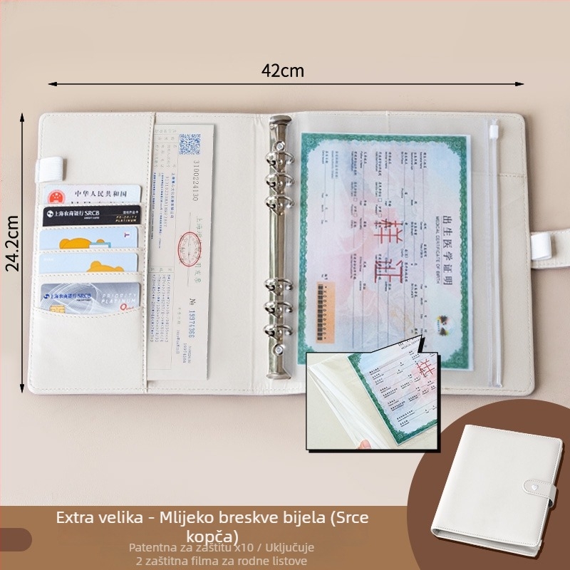 Torba za pohranu dokumenata za rodni list djeteta, certifikate o cjepivu i obiteljsku knjigu – vodootporna, podstava od umjetne kože, crtani uzorak, unisex