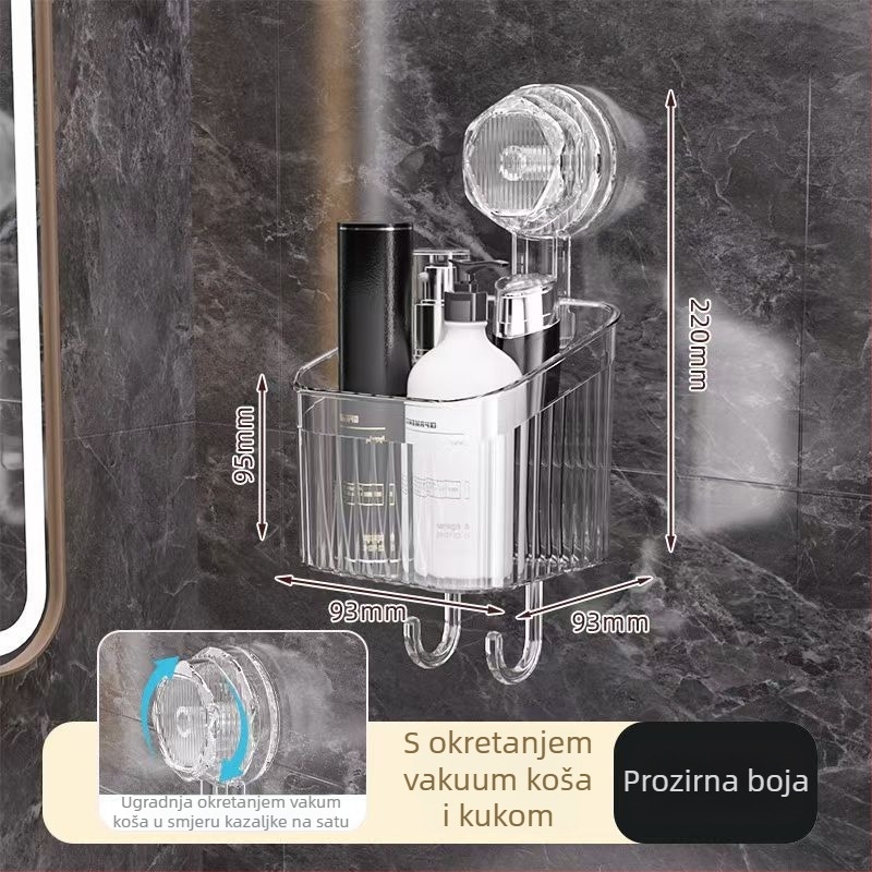 Plastični zidni rotirajući organizator za kupaonicu s vakuumskim držačima – polica za ručnike i kozmetiku