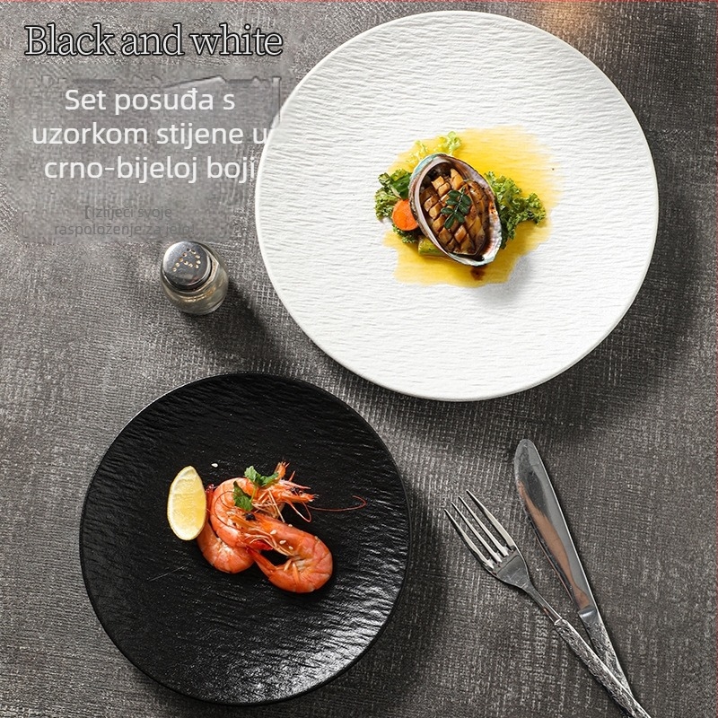Keramički plitki tanjur, japanskog stila, okruglog oblika, pogodna za mikrovalnu, mogućnost tiskanja logotipa