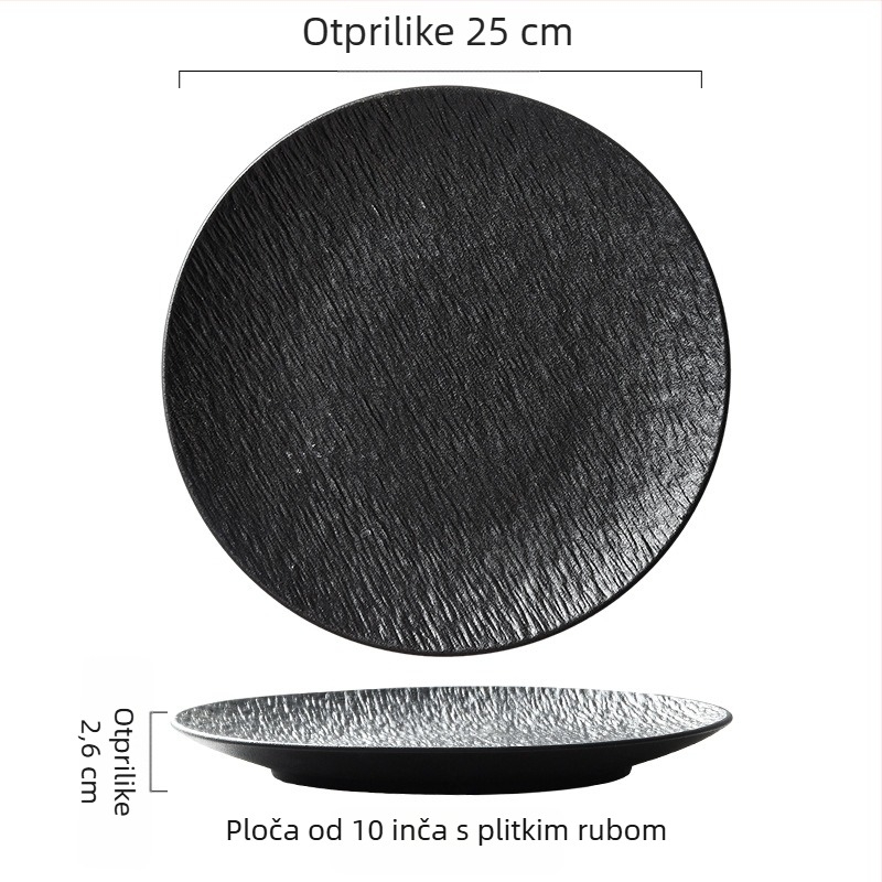 Keramički plitki tanjur, japanskog stila, okruglog oblika, pogodna za mikrovalnu, mogućnost tiskanja logotipa
