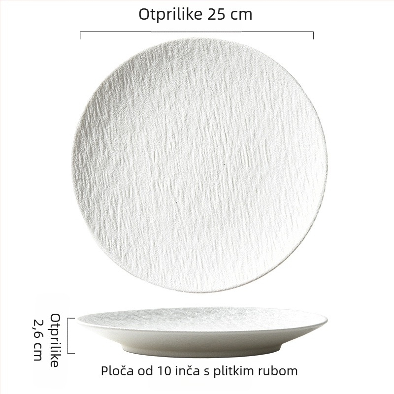 Keramički plitki tanjur, japanskog stila, okruglog oblika, pogodna za mikrovalnu, mogućnost tiskanja logotipa