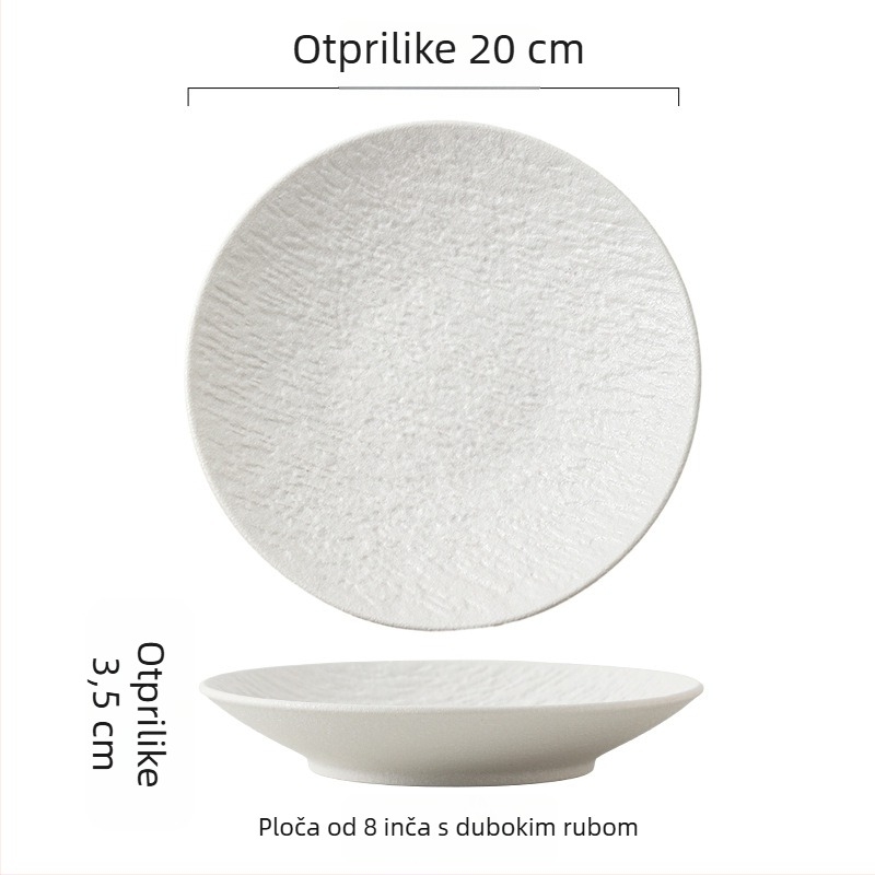 Keramički plitki tanjur, japanskog stila, okruglog oblika, pogodna za mikrovalnu, mogućnost tiskanja logotipa