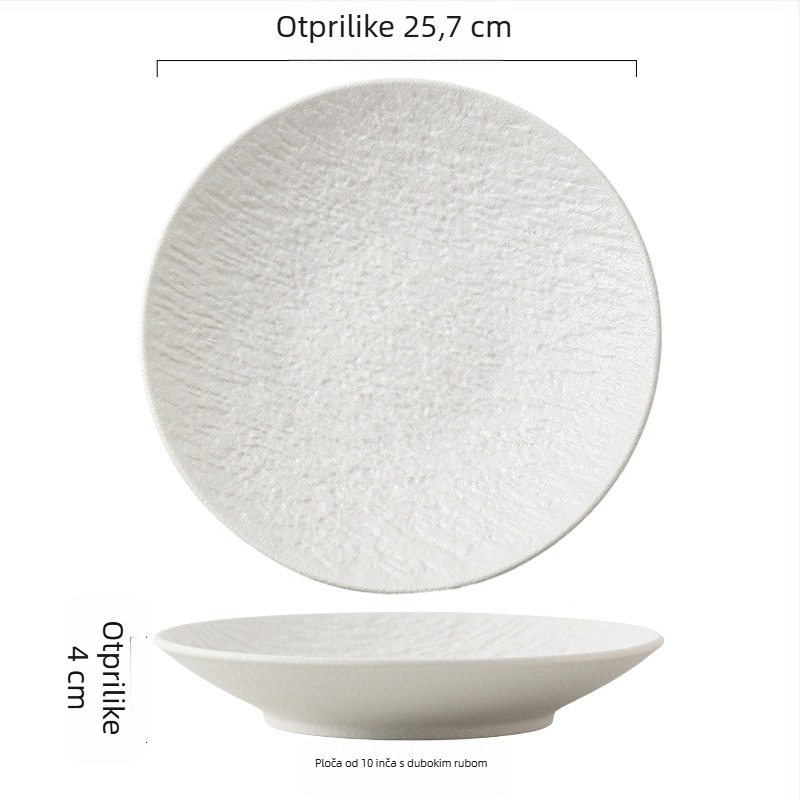 Keramički plitki tanjur, japanskog stila, okruglog oblika, pogodna za mikrovalnu, mogućnost tiskanja logotipa