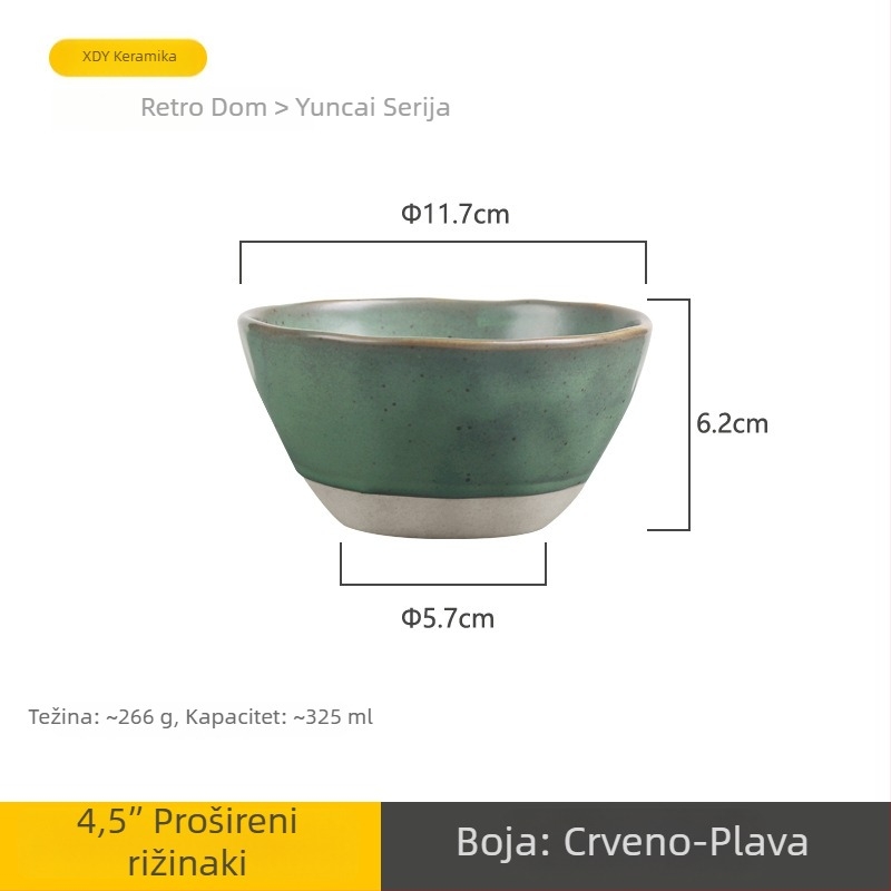 Keramička zdjela, podglazurno bojanje, nepravilni oblik, retro stil, mikrovalna sigurna, mogućnost osobnog logotipa