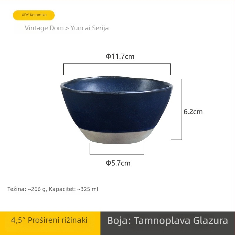Keramička zdjela, podglazurno bojanje, nepravilni oblik, retro stil, mikrovalna sigurna, mogućnost osobnog logotipa