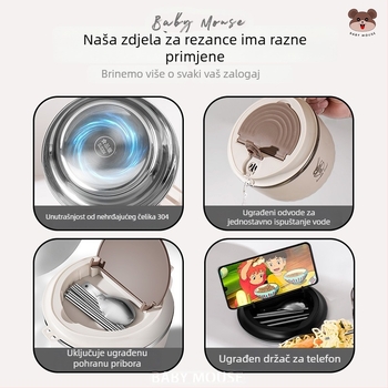 Zdjela za instant rezance od 304 nerđajućeg čelika, okrugla, mikrovalna pećnica kompatibilna, s mogućnošću tiska logotipa