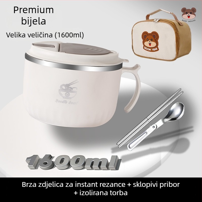 Zdjela za instant rezance od 304 nerđajućeg čelika, okrugla, mikrovalna pećnica kompatibilna, s mogućnošću tiska logotipa