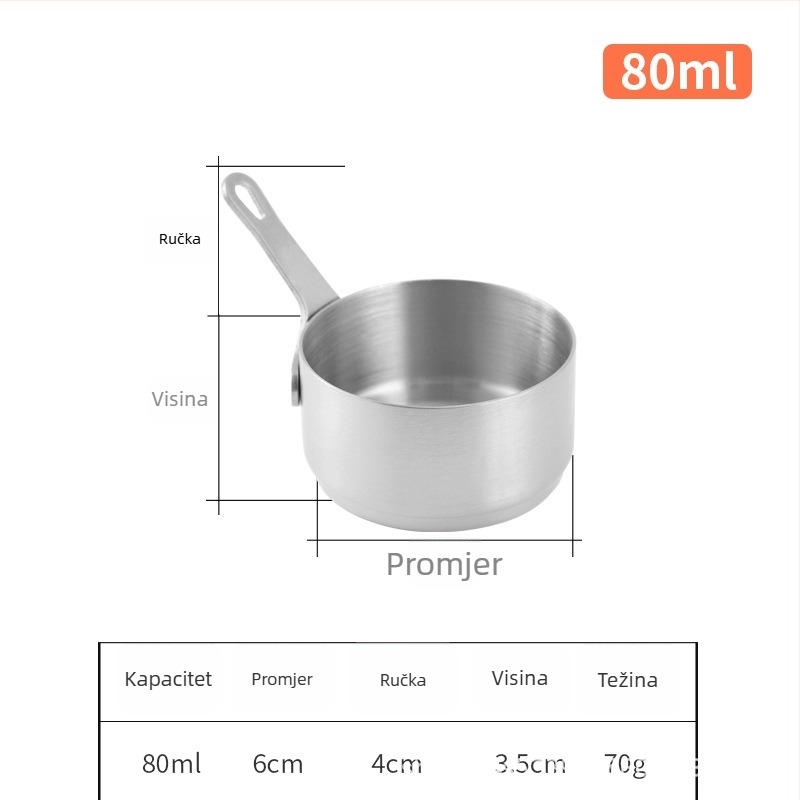 Čašica za umak od nehrđajućeg čelika s drškom – okrugla posuda za umakanje, japanski stil posuđa, mogućnost ispisa logotipa