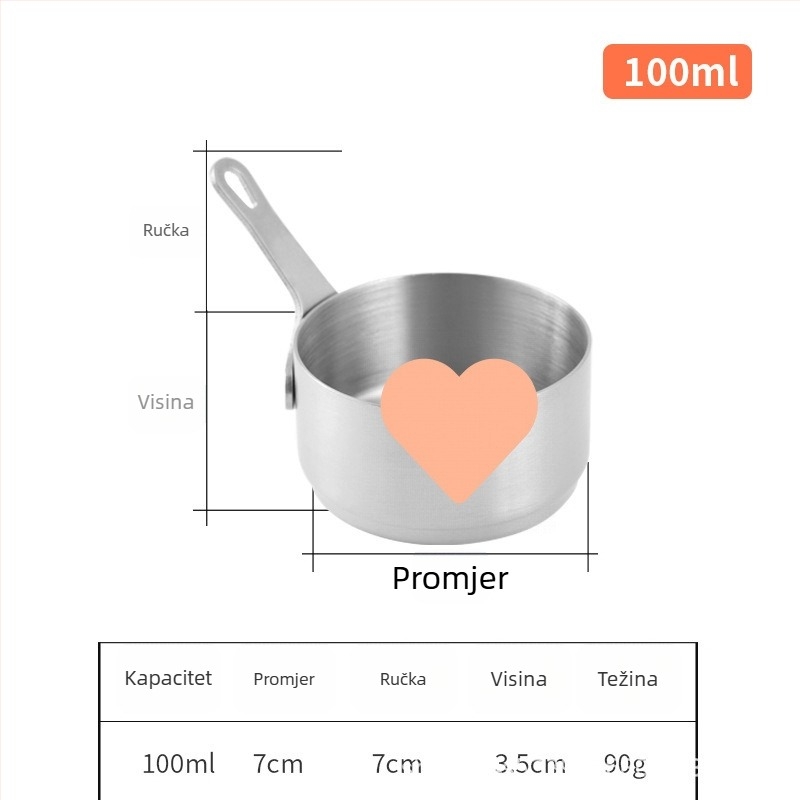 Čašica za umak od nehrđajućeg čelika s drškom – okrugla posuda za umakanje, japanski stil posuđa, mogućnost ispisa logotipa
