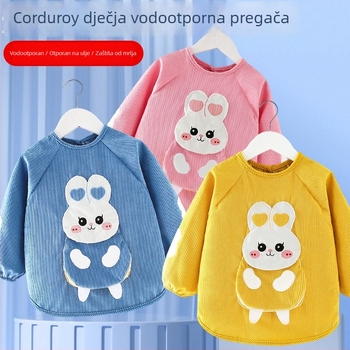 Dječji vodootporni smock s dugim rukavima, karikaturni uzorak, korduroj tkanina, za uzrast 3–8 godina