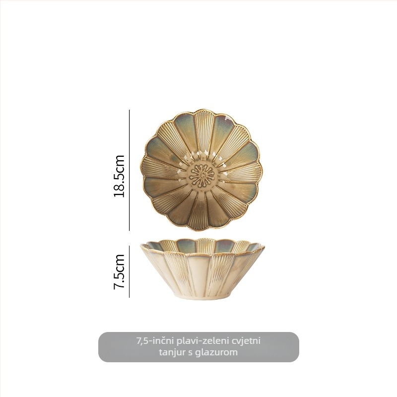 Porcelanska okrugla zdjela — japanskog stila glazirana keramika, za ramen i juhu, mikrovalna sigurnost, više uzoraka, lagani luksuz retro posuđe
