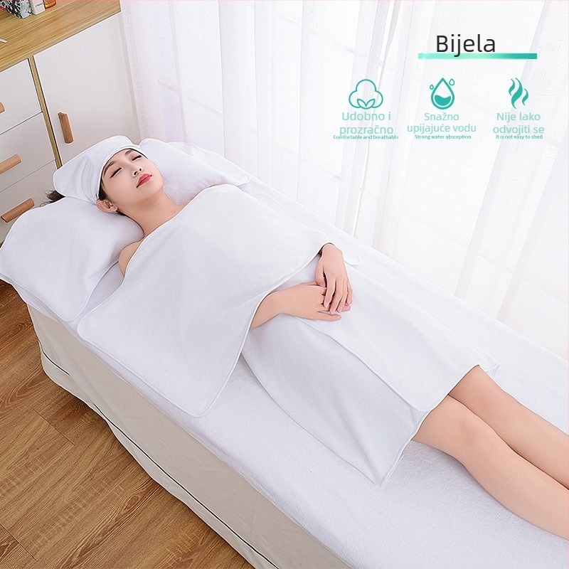 Set ručnika za kozmetički salon s turbansom, ručnikom za prsa i ručnikom za kupanje; mikrofibre 400 g; brzo sušenje; visoka upijanje; tisk logotipa dostupan; set od 3 ili 5 komada