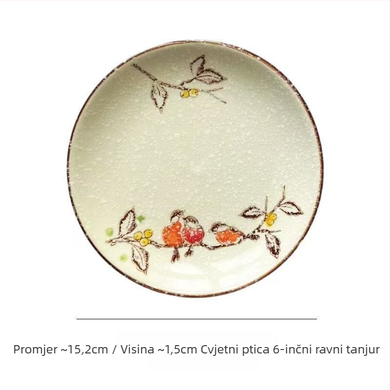 Keramička plitka posuda za posluživanje, okrugla, s cvjetnim uzorkom, pod-glazura, mikrovalna kompatibilna, novi kineski stil