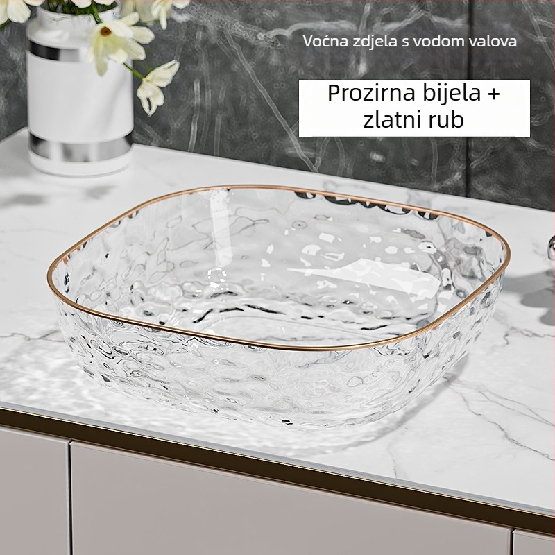 Pladanj za voće od prozirne plastike s vodnim uzorkom, pogodan za dnevni boravak i kavos stol, lagani luksuz stil; jednostavan stil. (Materijal: Plastika; Kategorija: Pladanj za voće; Vrijeme izlaska na tržište: Ljeto 2024; Stil: Lagani luksuz; Tip stila: 