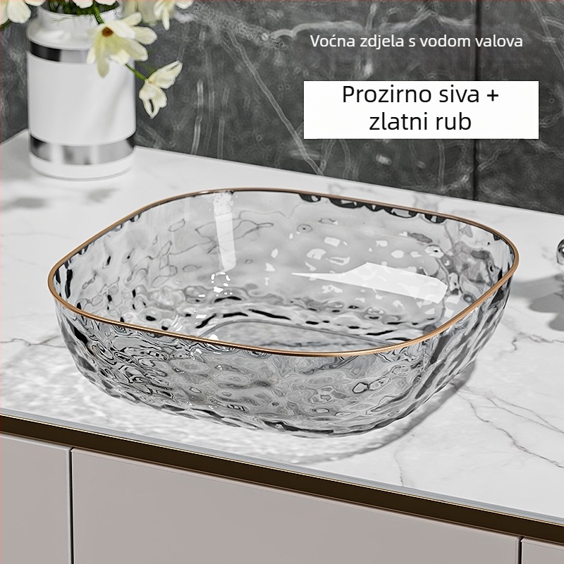 Pladanj za voće od prozirne plastike s vodnim uzorkom, pogodan za dnevni boravak i kavos stol, lagani luksuz stil; jednostavan stil. (Materijal: Plastika; Kategorija: Pladanj za voće; Vrijeme izlaska na tržište: Ljeto 2024; Stil: Lagani luksuz; Tip stila: 