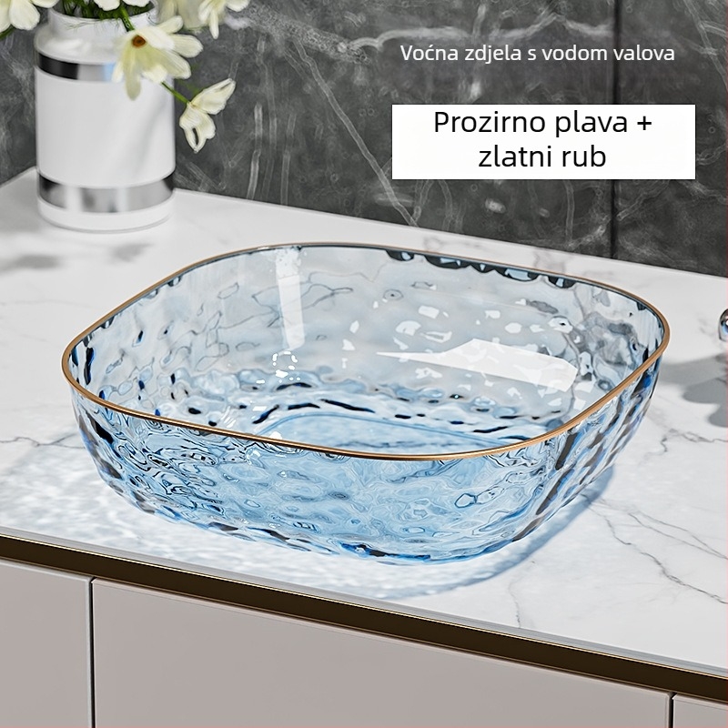 Pladanj za voće od prozirne plastike s vodnim uzorkom, pogodan za dnevni boravak i kavos stol, lagani luksuz stil; jednostavan stil. (Materijal: Plastika; Kategorija: Pladanj za voće; Vrijeme izlaska na tržište: Ljeto 2024; Stil: Lagani luksuz; Tip stila: 