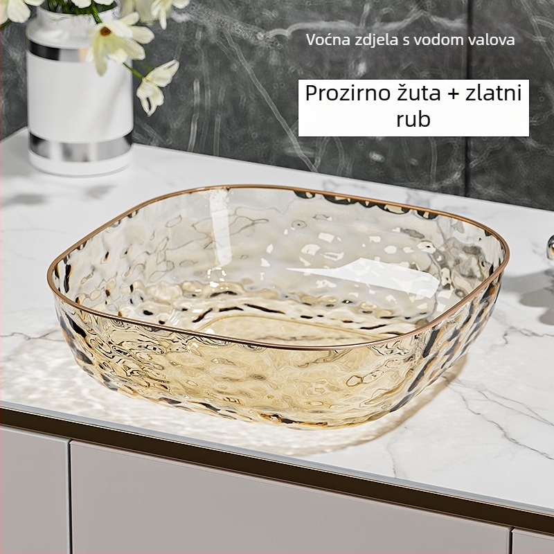 Pladanj za voće od prozirne plastike s vodnim uzorkom, pogodan za dnevni boravak i kavos stol, lagani luksuz stil; jednostavan stil. (Materijal: Plastika; Kategorija: Pladanj za voće; Vrijeme izlaska na tržište: Ljeto 2024; Stil: Lagani luksuz; Tip stila: 