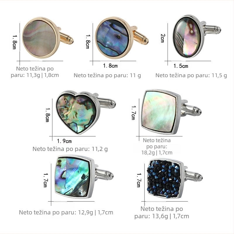 Muške manžetne kopče s dizajnom srca i gradientnim abalone školjkama, legura, završna obrada kapljicama ulja, prilagodljivo (Materijal: Legura; Stil: Muški; Dizajn: Srce; Završna obrada: Kapljice ulja; Prilagodljivost: Da)
