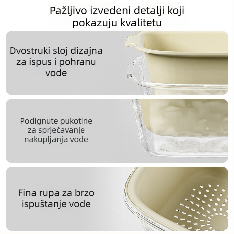 Dvostruki sloj košare za pranje voća, plastika, Rongling, moderan minimalistički stil, lansirano 2024