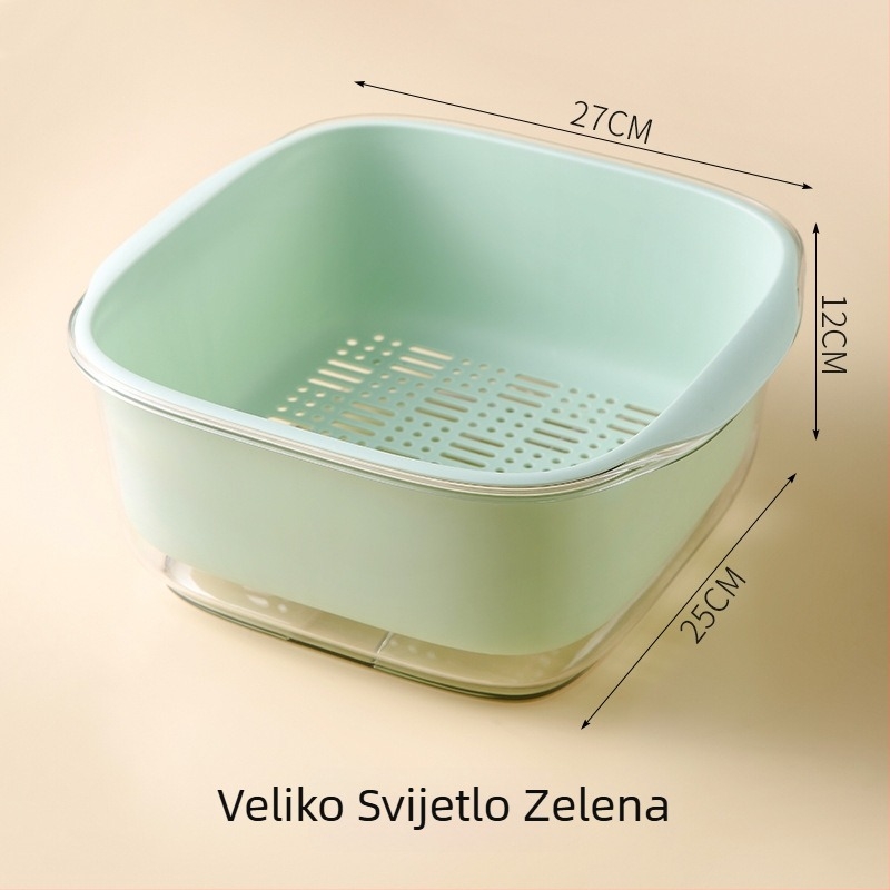 Dvostruki sloj košare za pranje voća, plastika, Rongling, moderan minimalistički stil, lansirano 2024