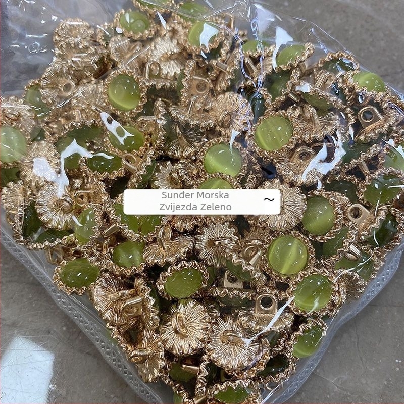 Unikatan metalni gumb s motivom suncokreta i perlescentnim završetkom za ženske košulje i vunene kardigane (ukrasni detalji mačjeg oka)