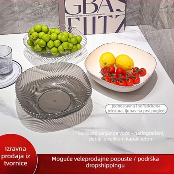 Huapinhui Plastična posuda za voće s kristalno-dijamantnim uzorkom, kućni stil, izdanje 2024