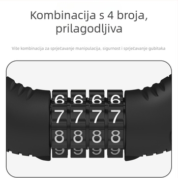 Heidelberg Prijenosni biciklistički lokot s lozinkom, čelični kabel s PVC oklopom i ABS bravom, model: lokot s prstenastim kodom, za planinske i električne bicikle, stil: moderni minimalistički