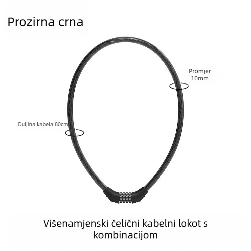 Heidelberg Prijenosni biciklistički lokot s lozinkom, čelični kabel s PVC oklopom i ABS bravom, model: lokot s prstenastim kodom, za planinske i električne bicikle, stil: moderni minimalistički
