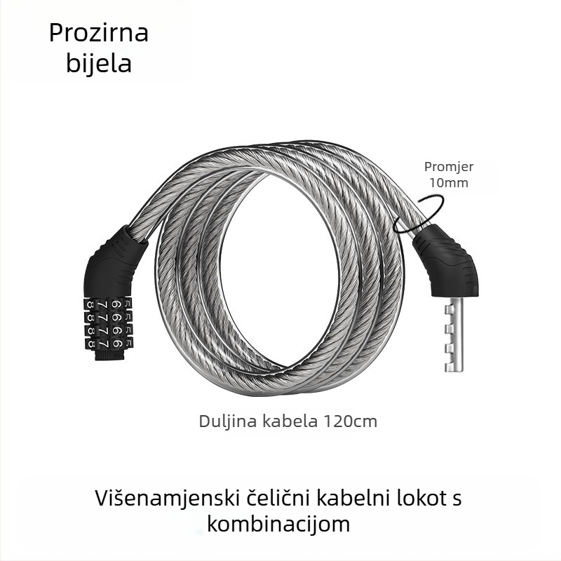 Heidelberg Prijenosni biciklistički lokot s lozinkom, čelični kabel s PVC oklopom i ABS bravom, model: lokot s prstenastim kodom, za planinske i električne bicikle, stil: moderni minimalistički