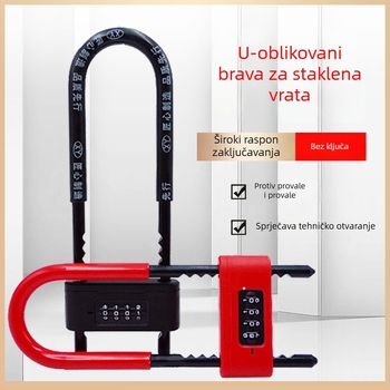 Digitalna brava s U-oblikom za staklena vrata | Materijal: legirani čelik; Model: Password U-Shaped Lock; Vrsta: Digitalno; Debljina šipke brave: 13; Razmak šipki brave: 8