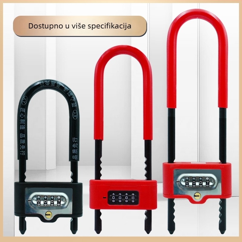 Digitalna brava s U-oblikom za staklena vrata | Materijal: legirani čelik; Model: Password U-Shaped Lock; Vrsta: Digitalno; Debljina šipke brave: 13; Razmak šipki brave: 8
