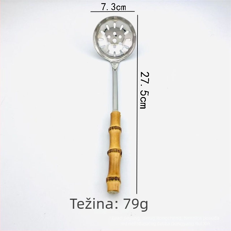 Žlica od nehrđajućeg čelika s bambusovim držalom – žlica‑špachtla, protuklizna, zaštita od opeklina, mogućnost otiska logotipa, prilagodljiva