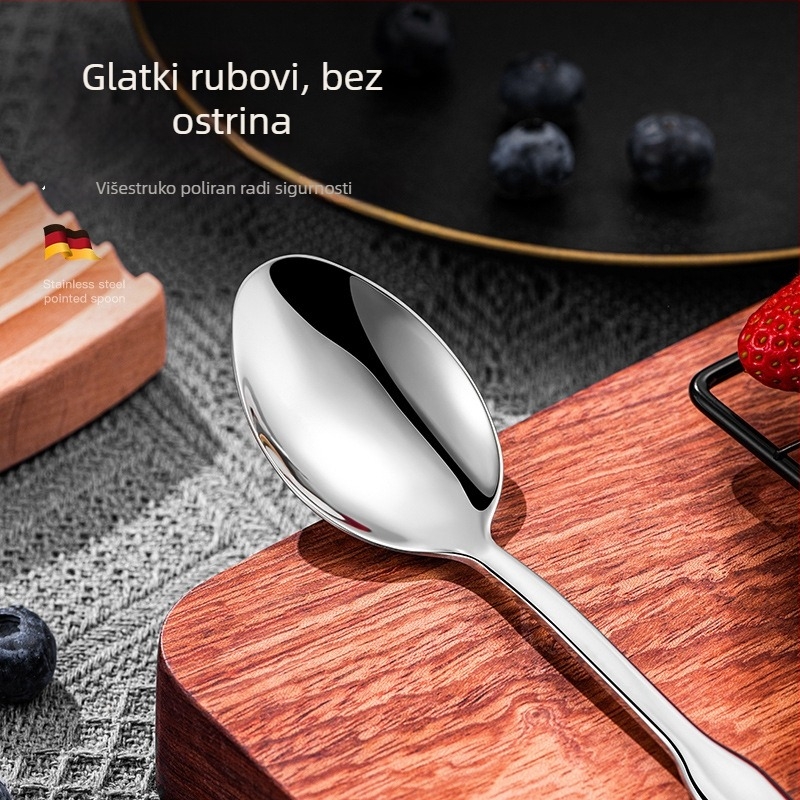 Set žlica od nehrđajućeg čelika 316 – zapadnog stila, okrugle žlice, polirano završno, prve klase kvalitete