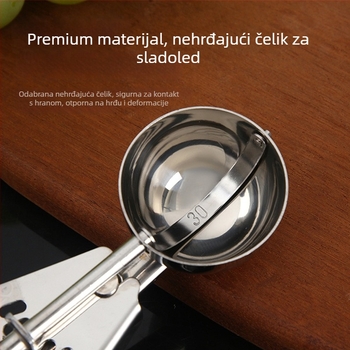Žlica za sladoled za oblikovanje kuglica, nehrđajući čelik, ogledno poliranje, moderni minimalistički stil
