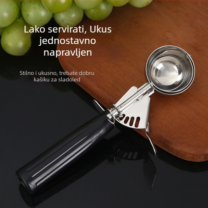 Žlica za sladoled za oblikovanje kuglica, nehrđajući čelik, ogledno poliranje, moderni minimalistički stil