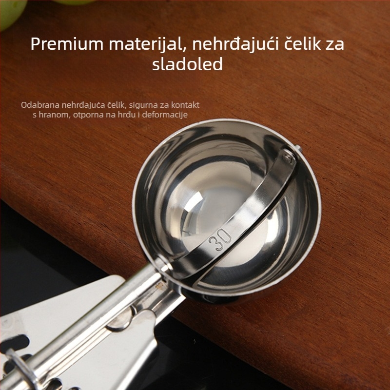 Žlica za sladoled za oblikovanje kuglica, nehrđajući čelik, ogledno poliranje, moderni minimalistički stil