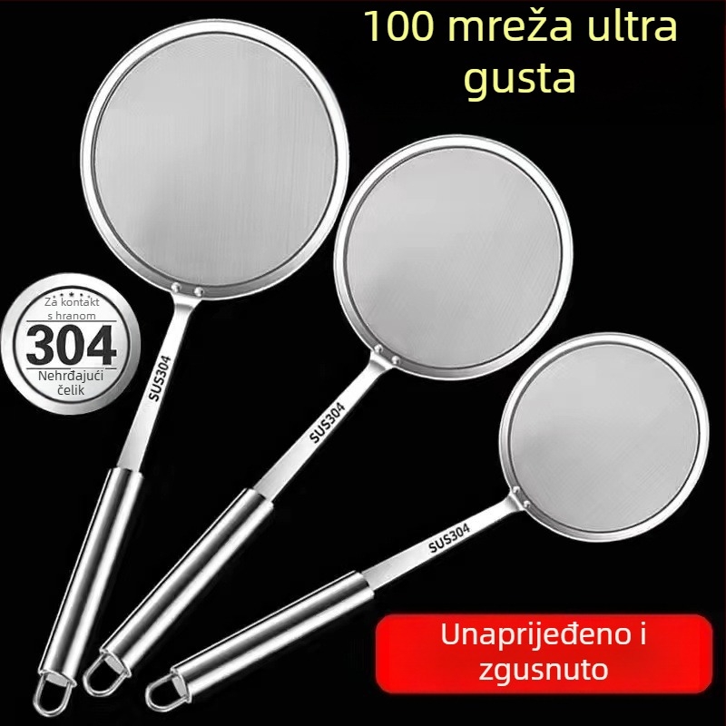 Kuhinjska špatula s ultratankim 100-mrežnim filtrom za pjenu i sojino mlijeko, ručica od nehrđajućeg čelika 304, šifra Flat 10+12+14+16