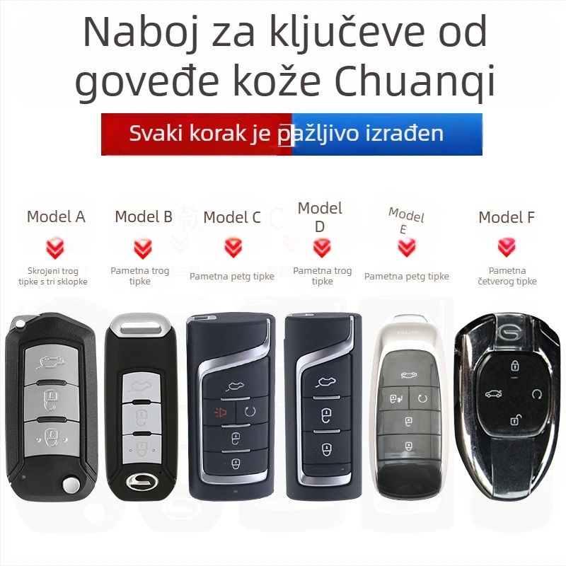 Kover za ključeve GAC Chuanqi GS4/GS5/GS8 – koža od krave, stil nacionalnog vjetra, bez prilagodbe