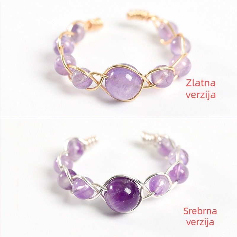 Ručni pleteni bakreni prsten s prirodnim rižinim perlama, unisex stil zapadne Europe i Amerike