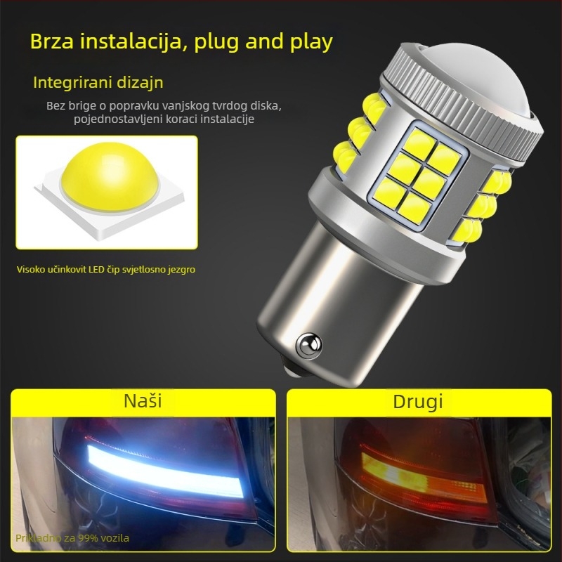 LED automobilska žarulja 1156-33SMD-3030 konveksni čip s lećom za signalizaciju, vožnju unatrag i kočenje, 10-30V, 6.85W, 872 lm