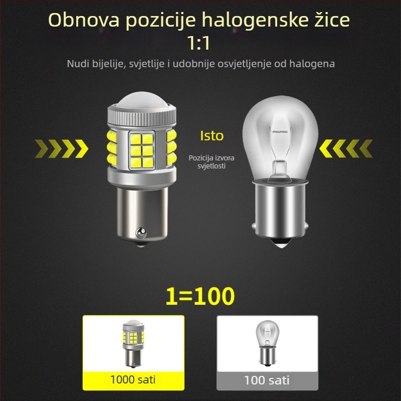 LED automobilska žarulja 1156-33SMD-3030 konveksni čip s lećom za signalizaciju, vožnju unatrag i kočenje, 10-30V, 6.85W, 872 lm