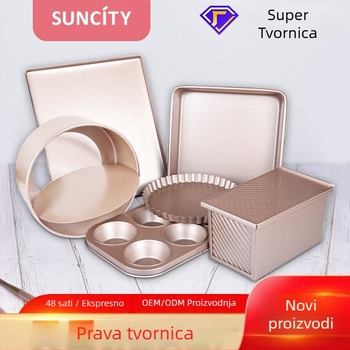 Set alata za pečenje od karbonske čelika s neprišljivim premazom — kalupi za tortu, tepsija za kruh i tepsija za pizzu