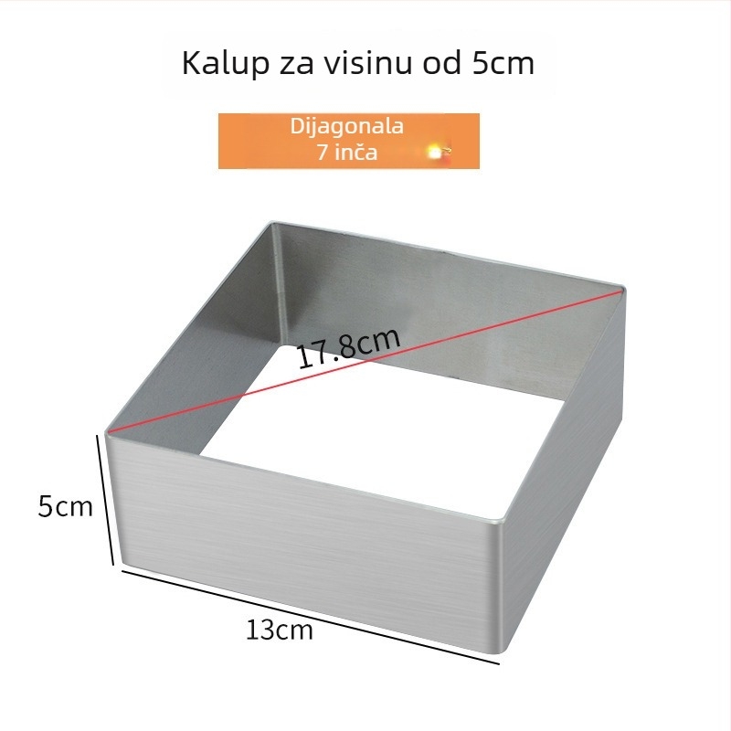 Nehrđajući čelik kvadratni mousse prsten – kalup za tortu za mousse, moderan minimalistički dizajn