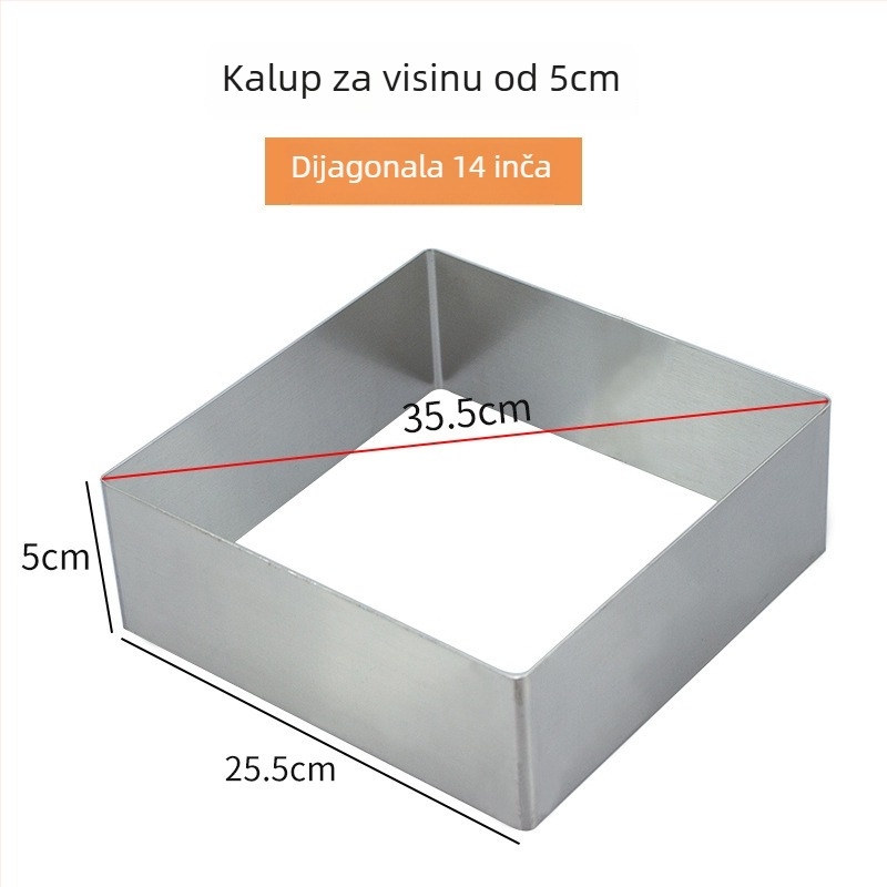 Nehrđajući čelik kvadratni mousse prsten – kalup za tortu za mousse, moderan minimalistički dizajn