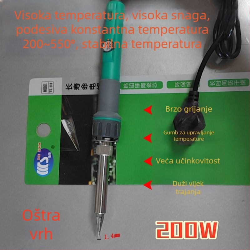 Lemilo za lemljenje s podesivom temperaturom, 200W, 220V, industrijskog kvaliteta, brzo zagrijavanje