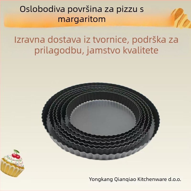 Kružni kalup za pečenje s pokretnim dnom i motivom hrizanteme — od karbonskog čelika, s nelepivim premazom