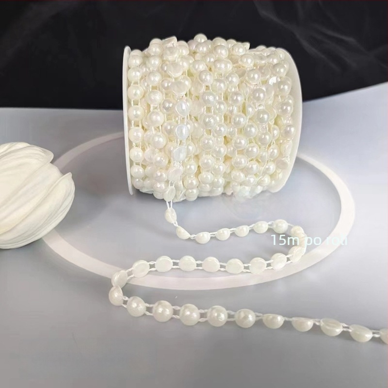 Lančić od perlica od plastike, elektroplatiranje, perlana izvezena ukras za vjenčanicu, DIY ukras za suknju